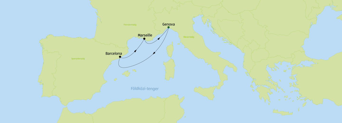© Eurotours Földközi-tenger nyugati része – rövid hajóút