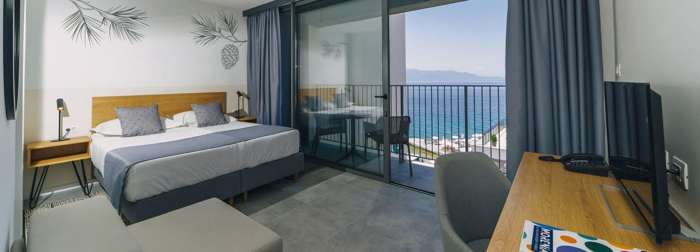 Szoba példa, „Comfort“ kétágyas szoba erkéllyel, kilátás a tengerre COMS